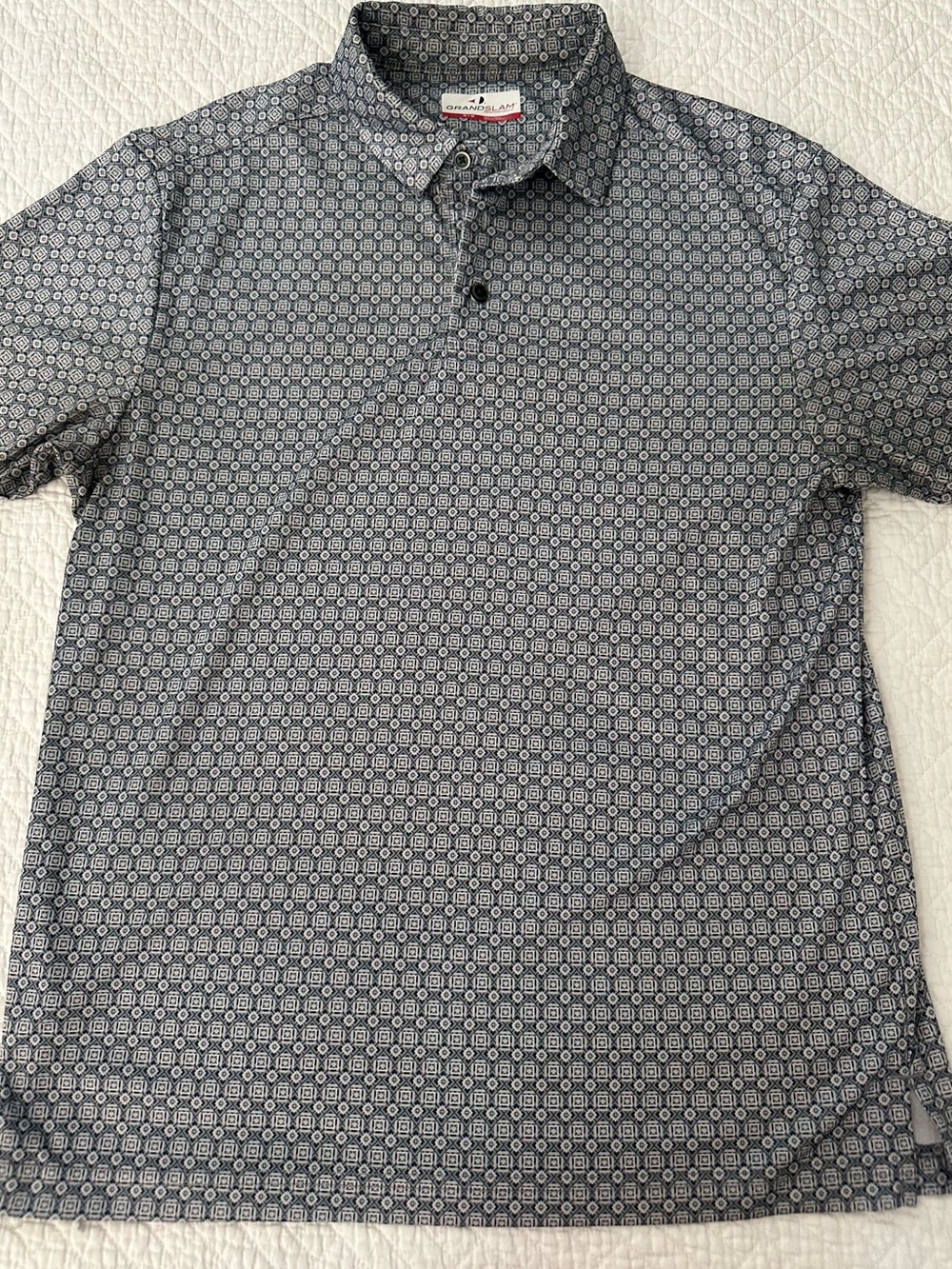 Grand Slam Men's Dark Gray Geometric Dri-Fit Polo Size M Golf Active Athletic